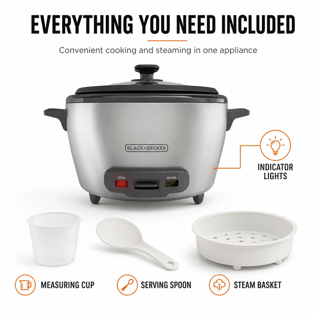 Olla Arrocera Black+Decker® 10 Tazas RC5200 Gris - imagen 2
