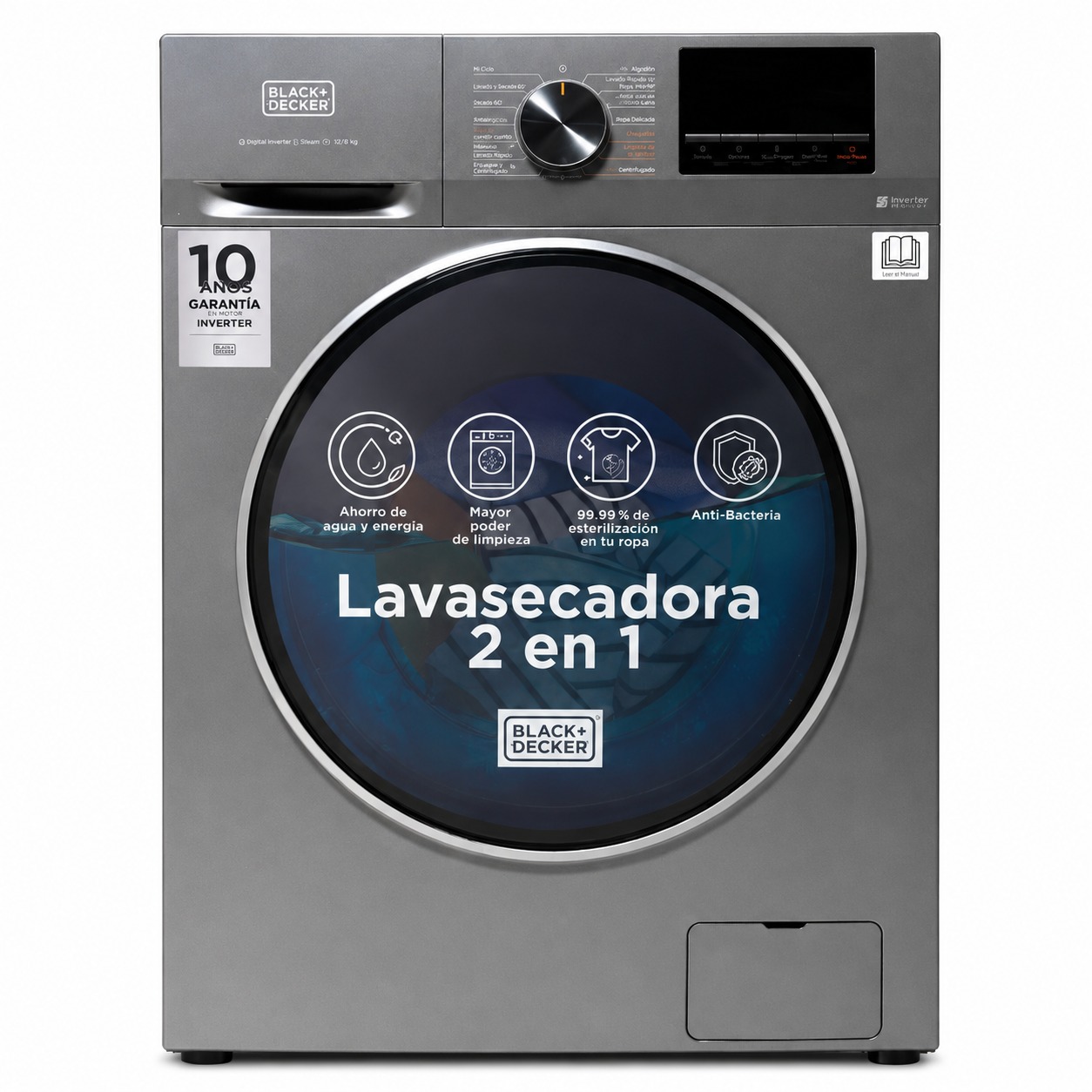 Lavasecadora Carga Frontal 12kg/8kg, BXWDBH12FLG Gris - imagen 6