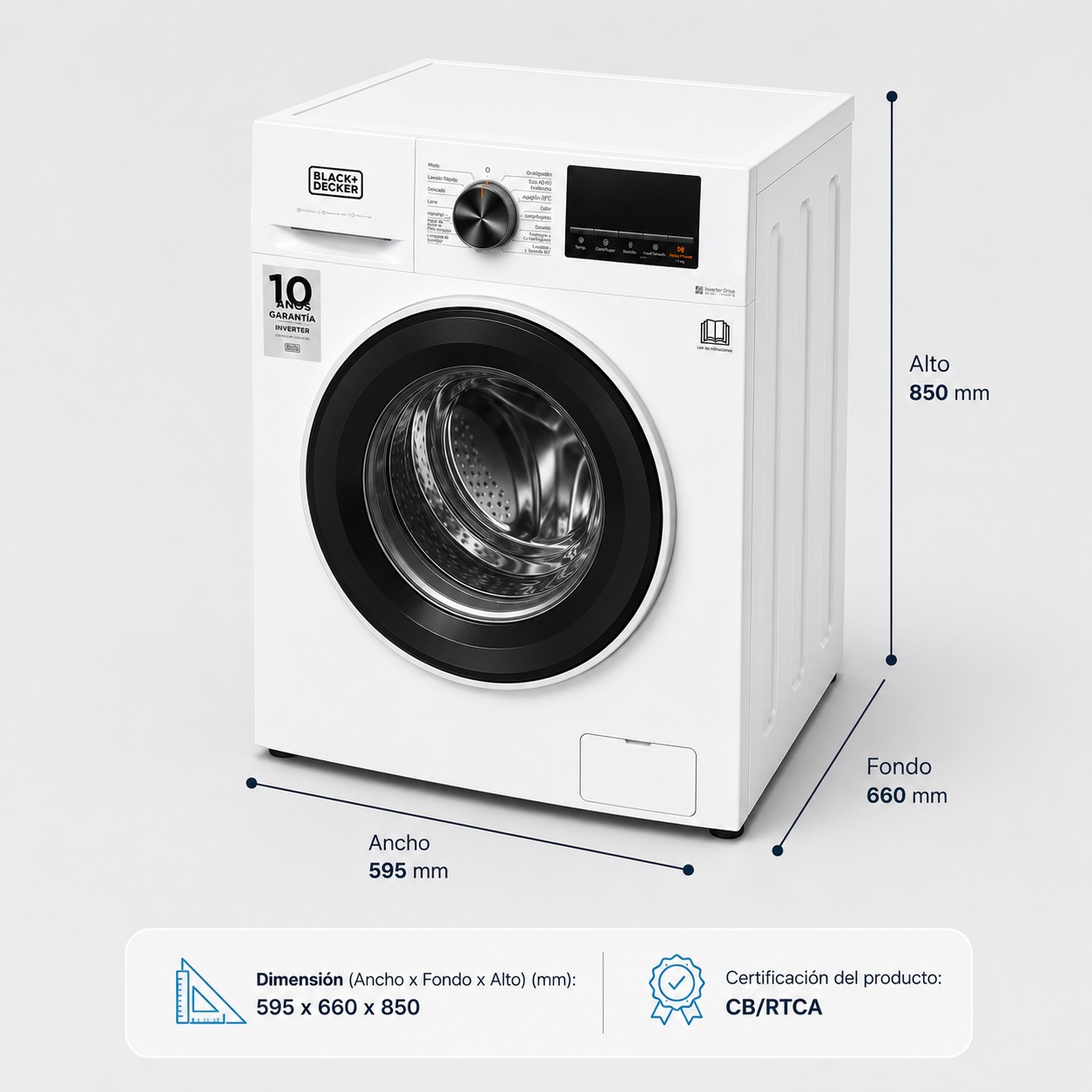 Lavasecadora Black+Decker Carga Frontal 12kg BXWDBH15FL Blanco - imagen 7